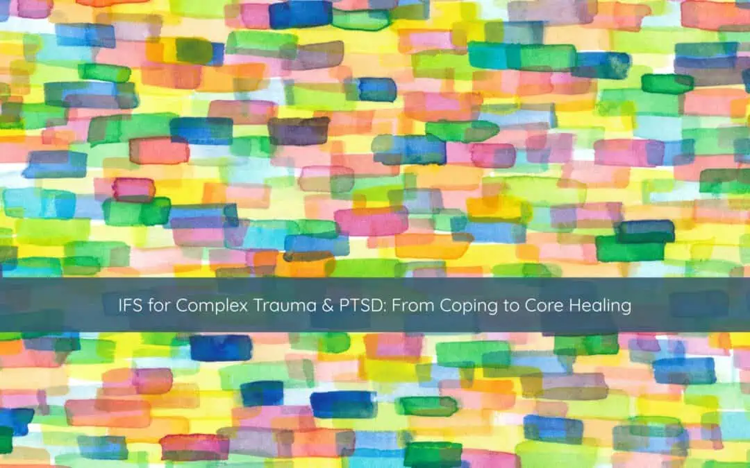A photo of brush strokes with colors bleeding into each other symbolizing the parts of us that we can define when using IFS for Complex Trauma.