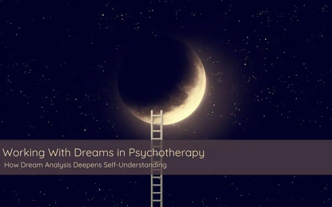 Surreal dreamlike landscape symbolizing layers of the unconscious explored in therapy.