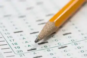 assessment answer sheet with pencil
