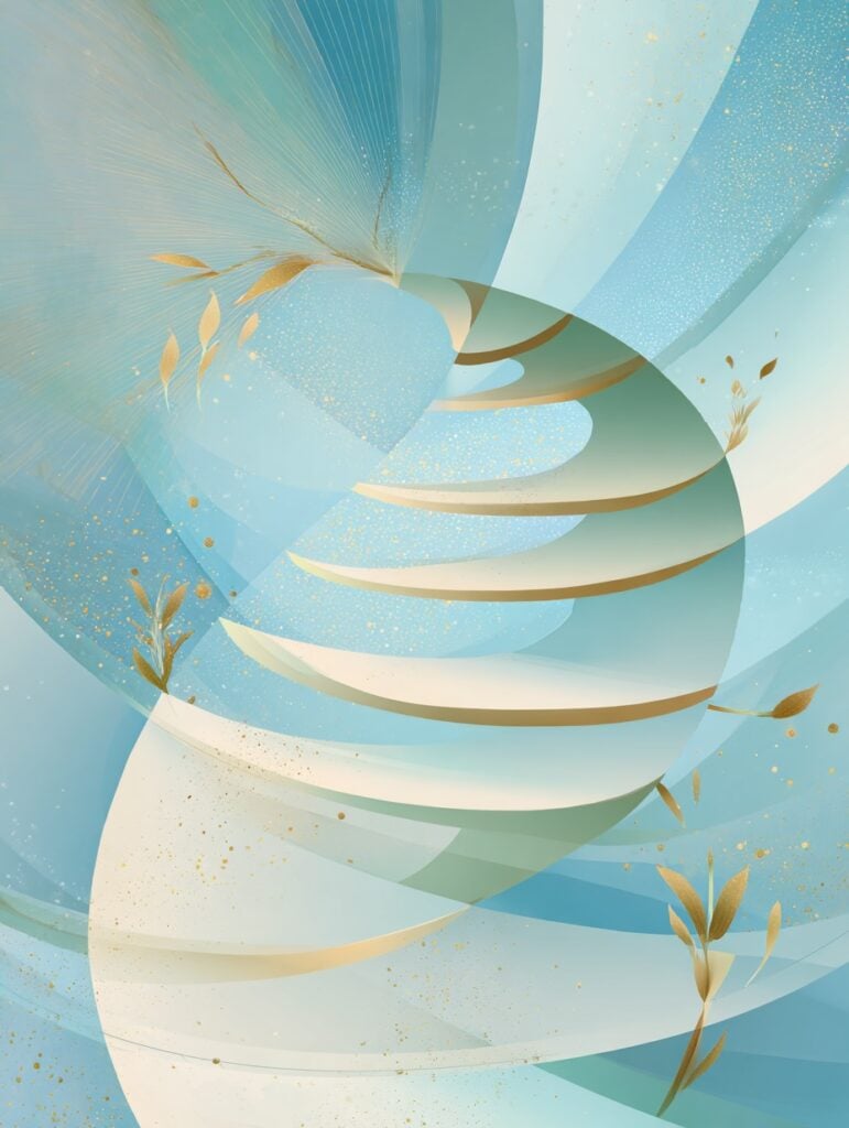 Gentle upward spiral in blue tones symbolizing growth, resilience, integration, and healing in integrative psychiatry.