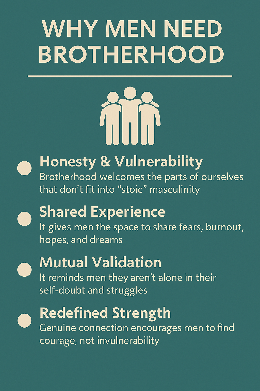Infographic on why men need brotherhood.
