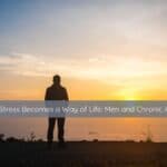 Man practicing mindfulness in nature, representing calm and relief from chronic stress.