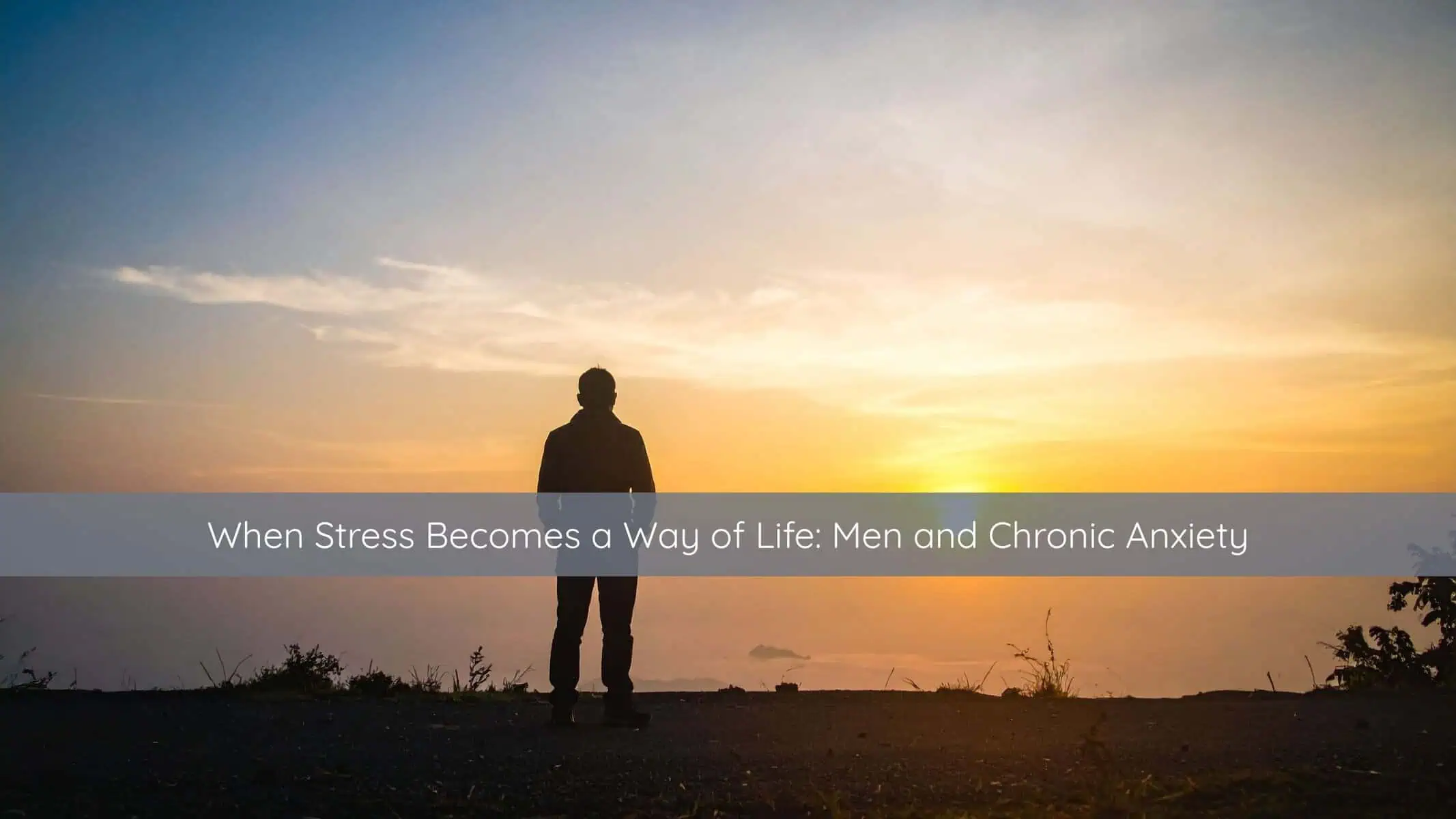 Man practicing mindfulness in nature, representing calm and relief from chronic stress.