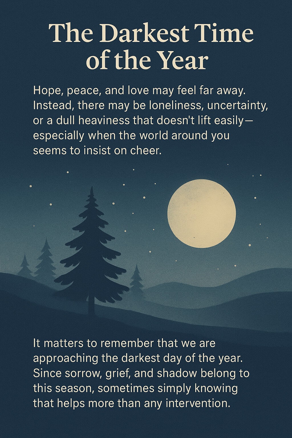 Infographic on Holidays, Depression, and Sacred Presence during the darkest time of the year