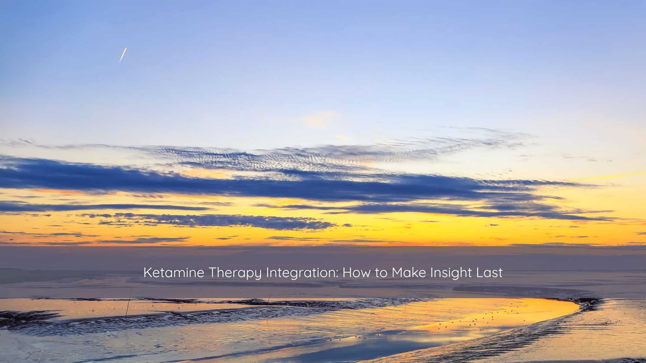 Calm shoreline at dawn where water meets sand, symbolizing ketamine therapy integration and the in-between